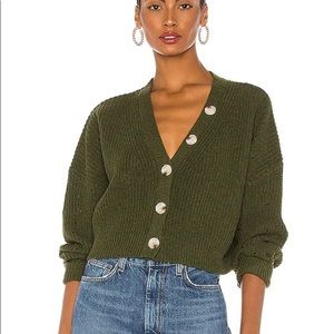 Line and dot green cardigan